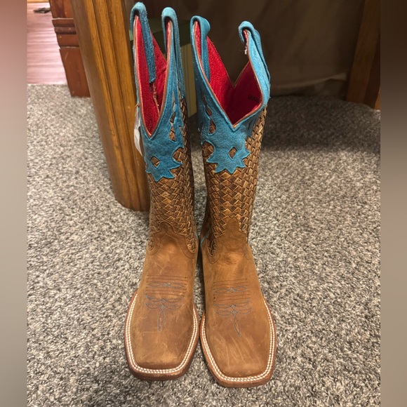 Macie Bean Turquoise and Tan Boots - Picture 2 of 8